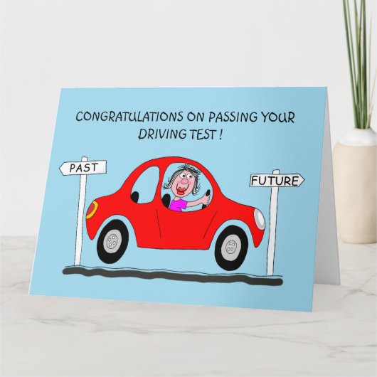 Gelukkig is de dame net geslaagd voor de rijexamka kaart (Voorkant)