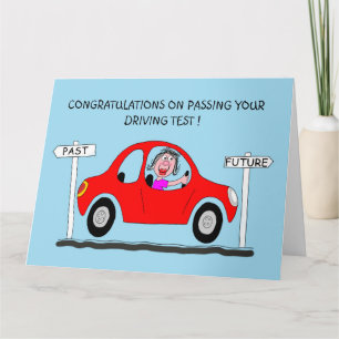 Gelukkig is de dame net geslaagd voor de rijexamka kaart