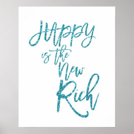Gelukkig is de nieuwe rijke citaat blauwe nepschit poster