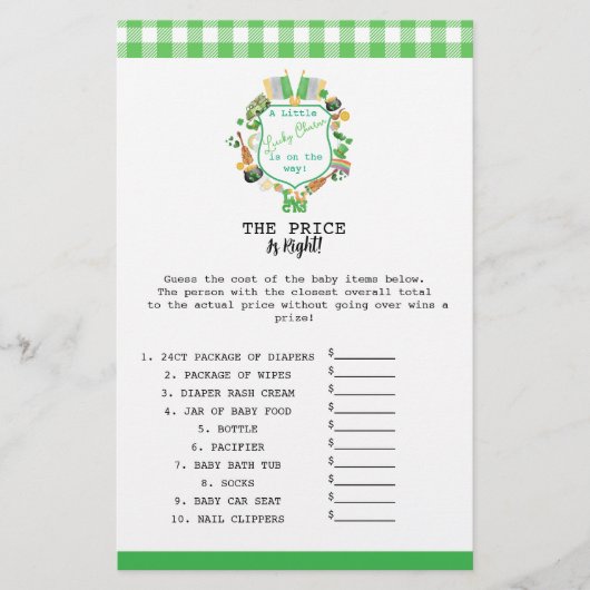 Gelukkig is de prijs juist baby spel kaart (Voorkant)