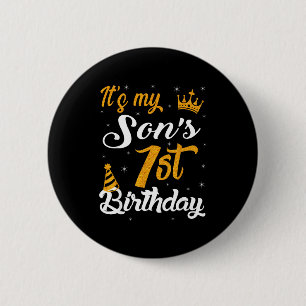 Gelukkig is het de 1e verjaardag van mijn zoon 202 ronde button 5,7 cm