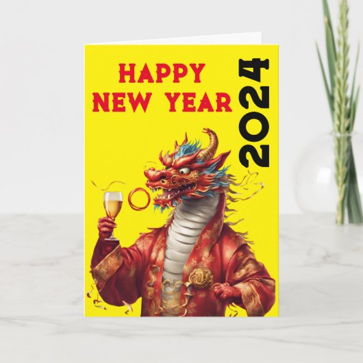 Gelukkig Jaar van de Draak Chinees Maanjaar 2024 Feestdagen Kaart (Voorkant)