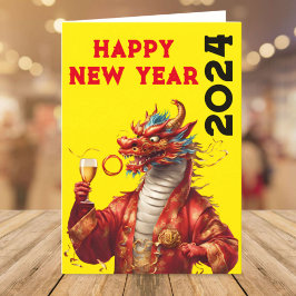 Gelukkig Jaar van de Draak Chinees Maanjaar 2024 Feestdagen Kaart