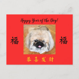 Gelukkig Jaar Van De Hond Pekinees CNY briefkaart