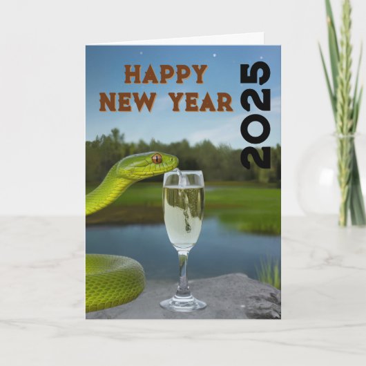 Gelukkig jaar van de houtslang Chinese maan 2025 Feestdagen Kaart (Voorkant)