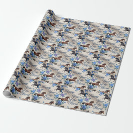 Gelukkig Jaar van het Paard met Rozen Inpakpapier