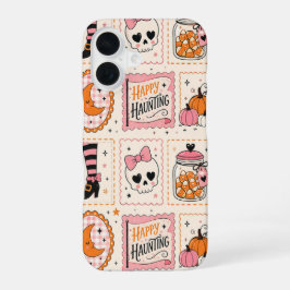 Gelukkig Jacht Roze Schedel Stempel Case iPhone 16 Hoesje