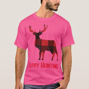 Gelukkig Jagen, Herten jagen, Bok jagen, Rode Pla T-shirt