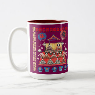 Gelukkig jidai Matsuri magenta Tweekleurige Koffiemok