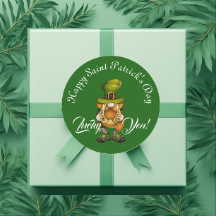 Gelukkig jij Kabouter Groen Gelukkige St. Patrick' Ronde Sticker