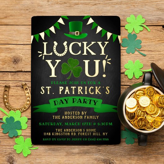 Gelukkig jij! St. Patrick's Day Party Real Folie Uitnodiging