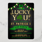 Gelukkig jij! St. Patrick's Day Party Real Folie Uitnodiging (Voorkant)
