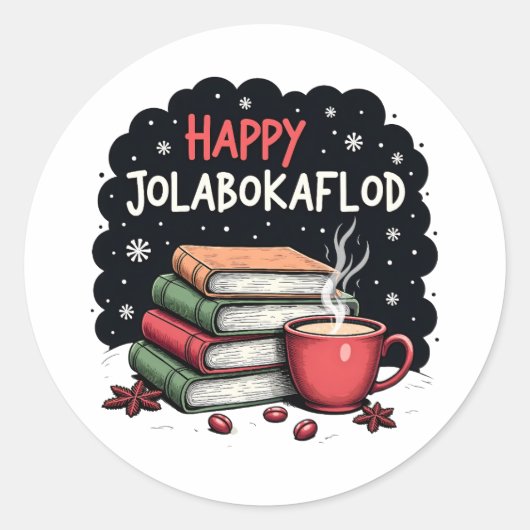 Gelukkig Jolabokaflod Gezinsviering Geschenk Ronde Sticker (Voorkant)