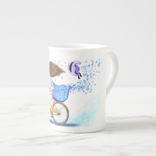 Gelukkig jong meisje met fiets Mok (Voorkant rechts)