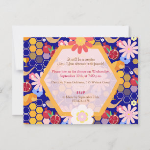 Gelukkig Joods Nieuwjaar Rosh Hashana bloempatroon Briefkaart