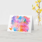 Gelukkig Joyous Vrij Wenskaart Kaart (Gele Bloem)