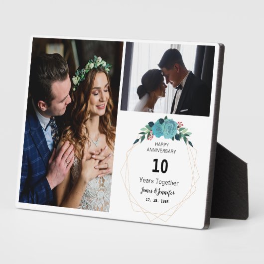 Gelukkig Jubileum 10 jaar samen | 2 foto's Fotoplaat (Zijkant)
