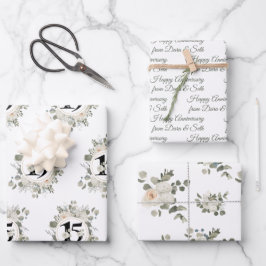 Gelukkig Jubileum 15e jaar Aangepast Inpakpapier Vel