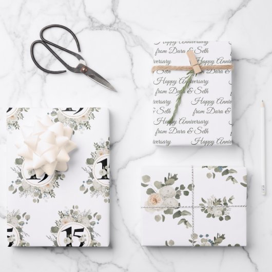 Gelukkig Jubileum 15e jaar Aangepast Inpakpapier Vel (Voorkant)