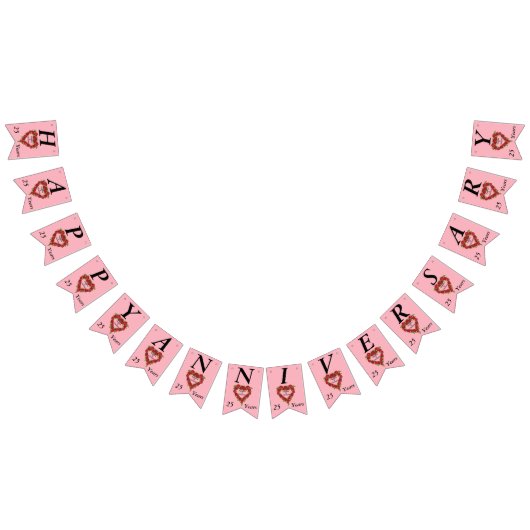 Gelukkig Jubileum 25 jaar rode rozenhartritme Vlaggetjes (Alle)