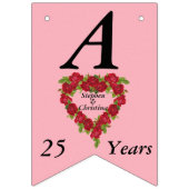 Gelukkig Jubileum 25 jaar rode rozenhartritme Vlaggetjes (Tweede vlag)