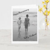 Gelukkig Jubileum aan Mijn Echtgenoot - Strand Kaart (Gele Bloem)