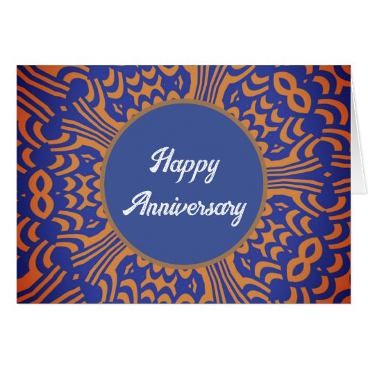 Gelukkig Jubileum Blauw en Sinaasappel (Voorkant Horizontaal)