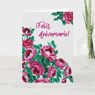 Gelukkig jubileum! Bloemkaart in aquarelstijl Kaart