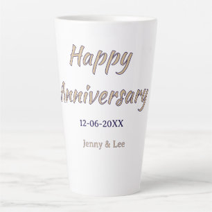 gelukkig jubileum bruin grijs naam datum koppel mo latte mok
