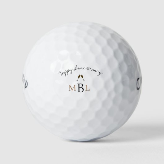 Gelukkig jubileum champagne monogram Callaway Golfballen (Voorkant)