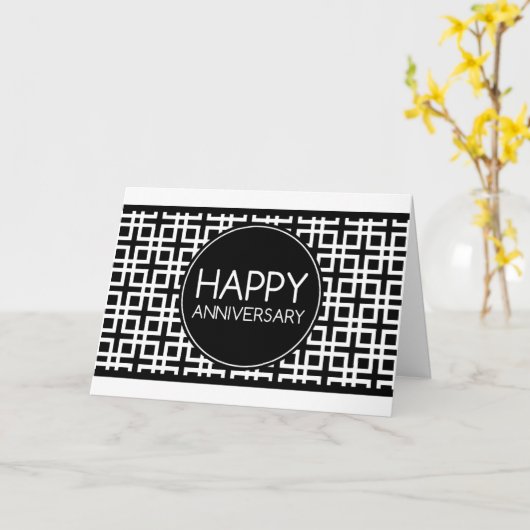 Gelukkig Jubileum (cinderStripe) Kaart (Gele Bloem)