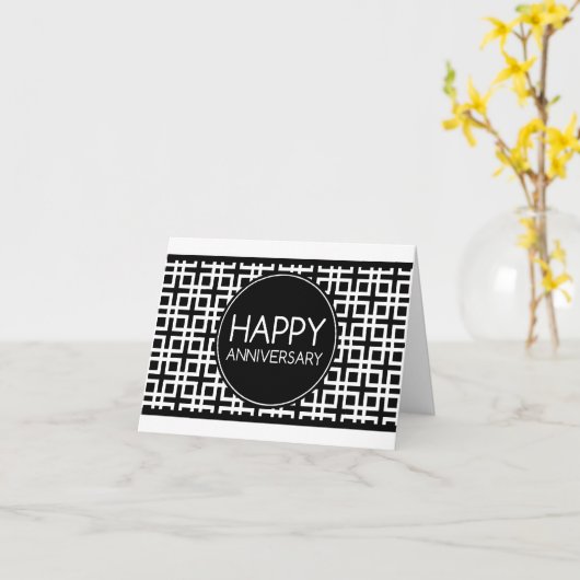 Gelukkig Jubileum (cinderStripe) Kaart (Gele Bloem)