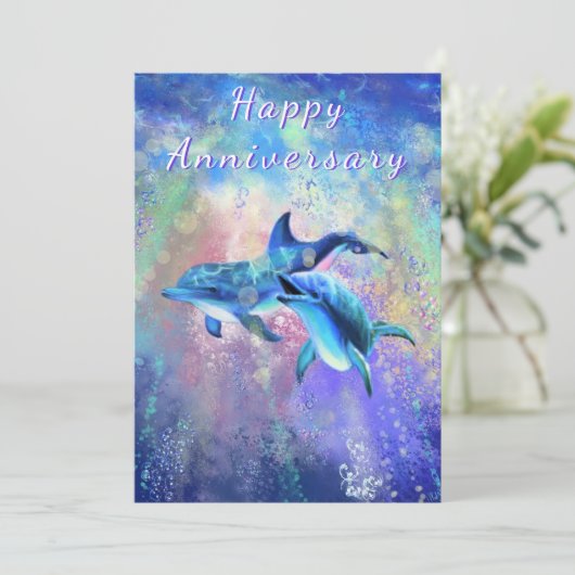 Gelukkig Jubileum - Dolphin Couple - Liefde (Staand voorkant)