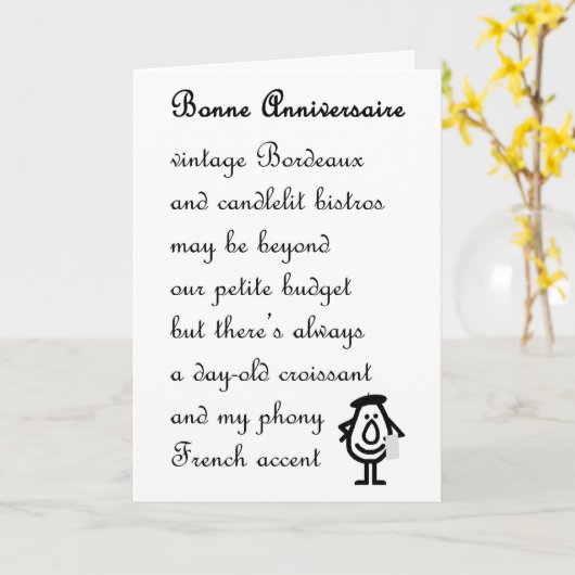 Gelukkig jubileum - een grappig jubileumgedicht kaart (Gele Bloem)