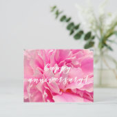 Gelukkig jubileum! Elegante roze pioenrozen Briefkaart (Staand voorkant)