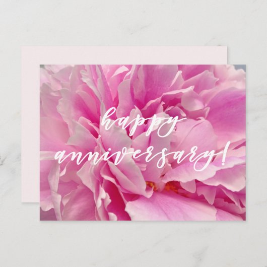 Gelukkig jubileum! Elegante roze pioenrozen Briefkaart (Voorkant / Achterkant)