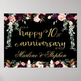 Gelukkig Jubileum Elk jaar Floral Garland 54x40 Poster