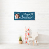 Gelukkig Jubileum Elk jaar Foto Zilver Confetti Spandoek (Insitu)