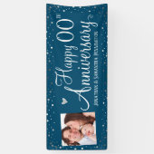 Gelukkig Jubileum Elk jaar Foto Zilver Confetti Spandoek (Verticaal)