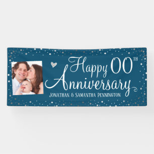 Gelukkig Jubileum Elk jaar Foto Zilver Confetti Spandoek
