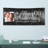 Gelukkig Jubileum Elk jaar Foto Zilver Confetti Spandoek (Beurs)