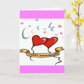 Gelukkig jubileum en hartballonnen kaart (Gele Bloem)