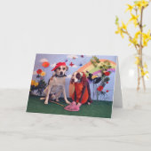 Gelukkig Jubileum, foto van 2 honden & vlinders Kaart (Gele Bloem)