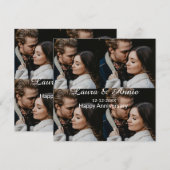 Gelukkig jubileum fotocollage naam datum eenvoudig bedankkaart (Voorkant / Achterkant)