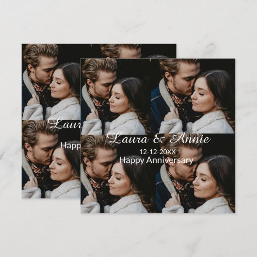 Gelukkig jubileum fotocollage naam datum eenvoudig bedankkaart (Voorkant / Achterkant)