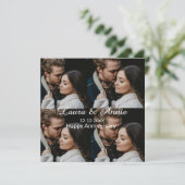 Gelukkig jubileum fotocollage naam datum eenvoudig bedankkaart (Staand voorkant)