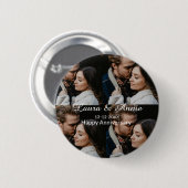 Gelukkig jubileum fotocollage naam datum eenvoudig ronde button 5,7 cm (Voorkant /achterkant)