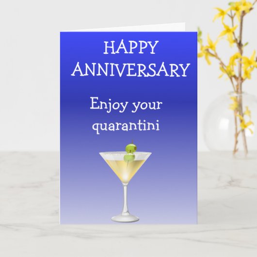 Gelukkig Jubileum Geniet van uw Quarantini Quarant Kaart (Gele Bloem)