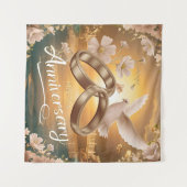 Gelukkig jubileum Goud Wandkleed (Voorkant (horizontaal))