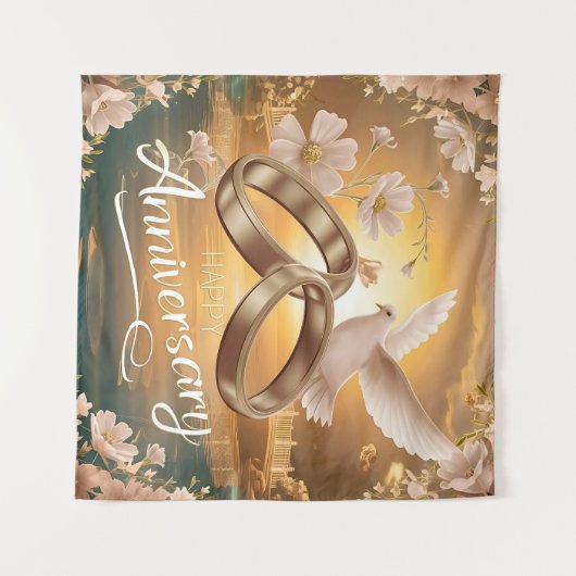 Gelukkig jubileum Goud Wandkleed (Voorkant (horizontaal))